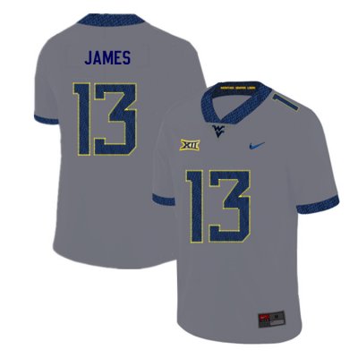 Men's West Virginia Mountaineers NCAA #13 Sam James Gray Authentic Nike 2019 Stitched College Football Jersey BY15N76AY